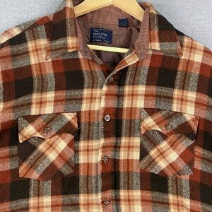 Vtg JC Penney The Mens Shop Flannel Plaid Wool Blend XL Korea